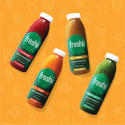 Healthy bottled Freshii juices